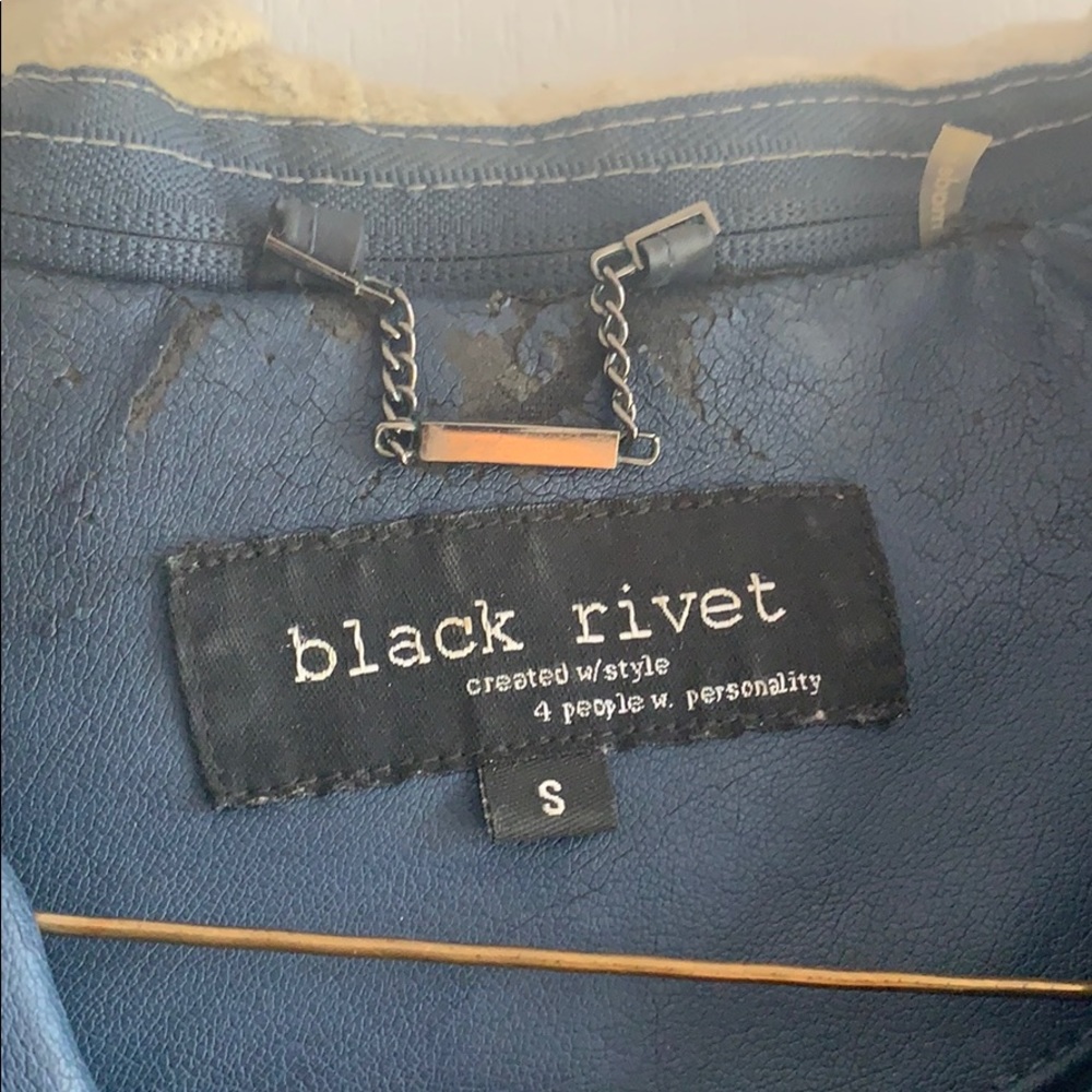 Black Rivet Blue Leather Jacket - Size Small - Picture 7 of 7